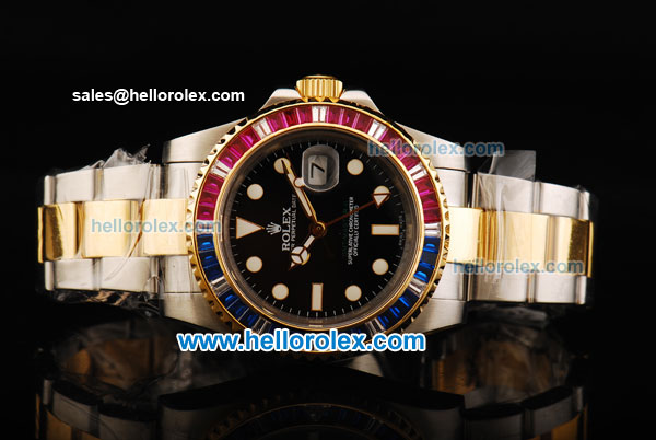 Rolex GMT Master II Swiss ETA 2836 Automatic Movement Steel Case with Diamond Bezel and Two Tone Strap - Click Image to Close